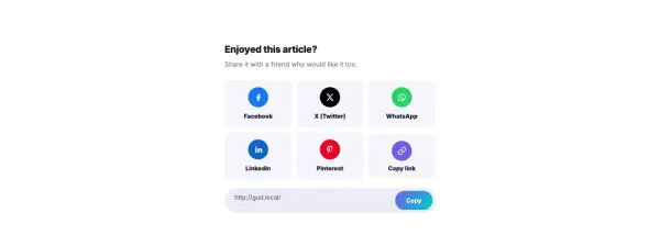 Blog 15 section — Share this article card