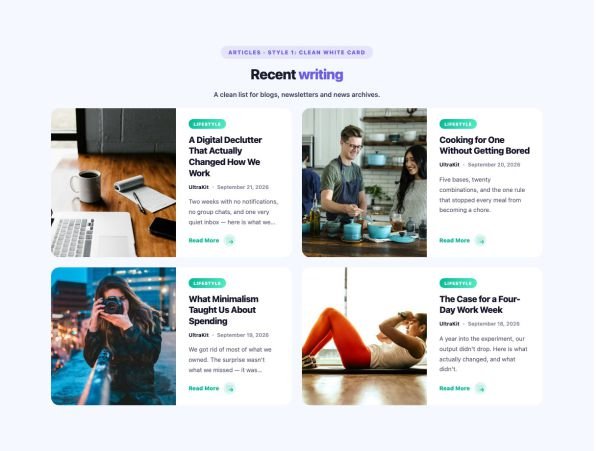 Blog 21 section — Post List · Style 1: Clean White Card