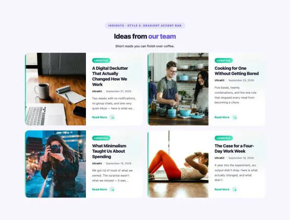 Blog 24 section — Post List · Style 5: Gradient Accent Bar
