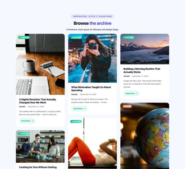 Blog 27 section — Post Masonry · Style 1: Clean Card