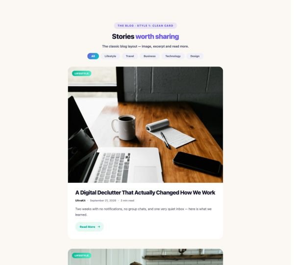 Blog 37 section — Post Classic · Style 1: Clean Card