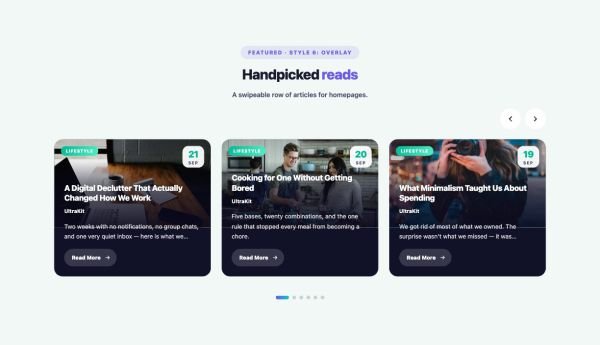 Blog 45 section — Post Carousel · Style 6: Overlay