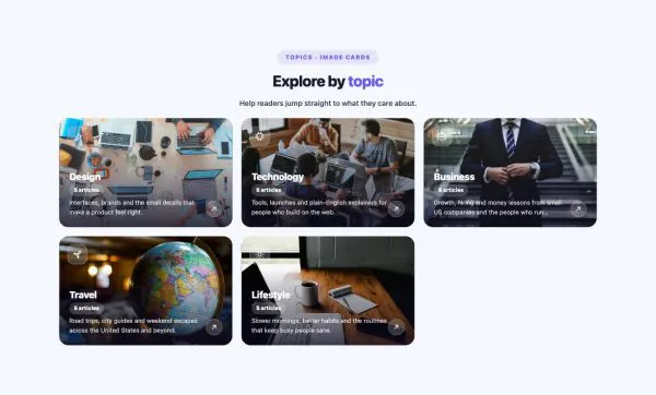Blog 46 section — Category List / Grid · Image cards
