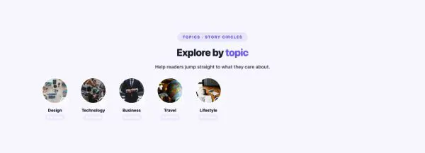 Blog 48 section — Category List / Grid · Story circles