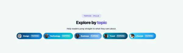 Blog 50 section — Category List / Grid · Pills