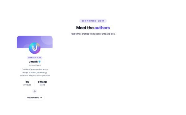 Blog 52 section — Authors Grid · Light
