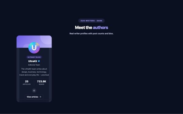Blog 53 section — Authors Grid · Dark