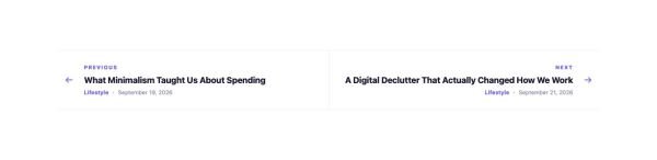 Blog 63 section — Post Navigation · Minimal text