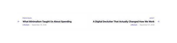 Blog 63 section — Post Navigation · Minimal text