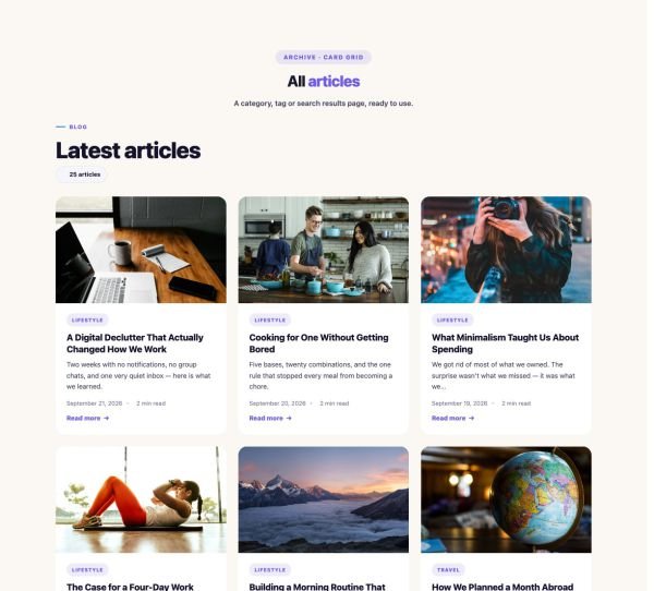 Blog 75 section — Archive Posts · Card grid