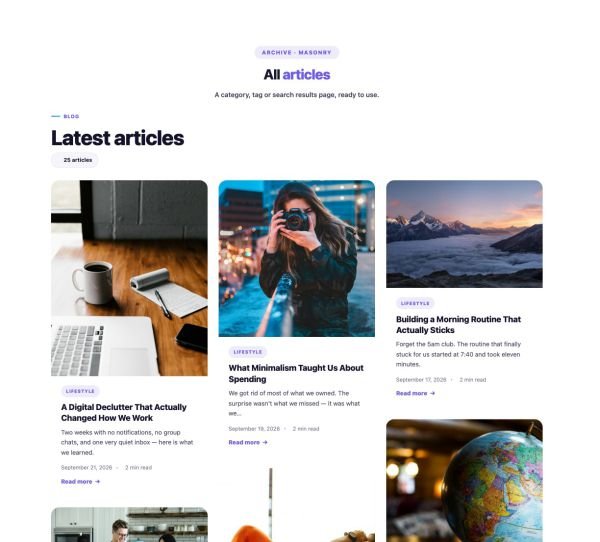 Blog 78 section — Archive Posts · Masonry