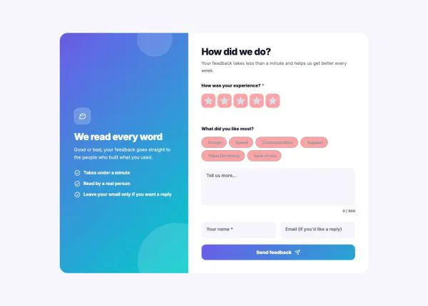 Contact 03 section — Feedback form · split