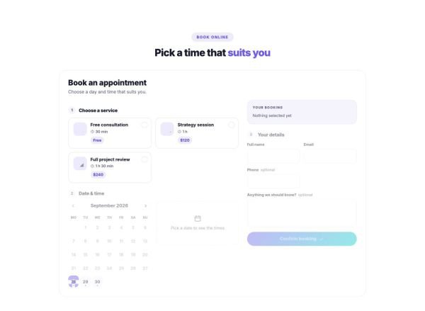 Contact 04 section — Appointment booking