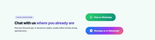 Contact 08 section — Chat with us · WhatsApp & Messenger