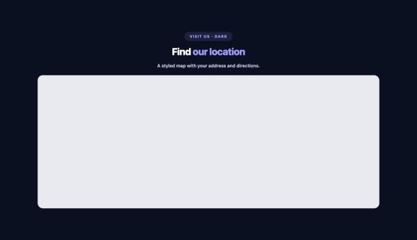 Contact 19 section — Google Maps Advanced · Dark