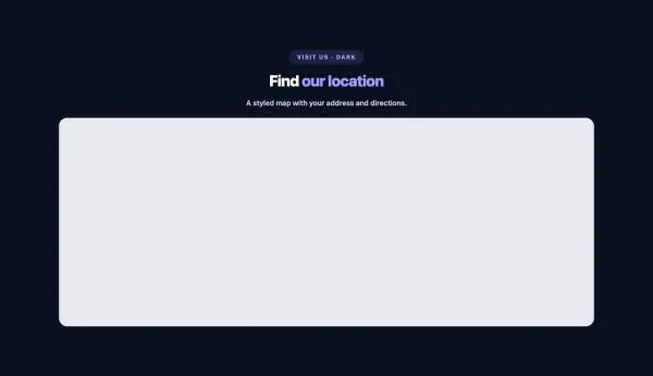 Contact 19 section — Google Maps Advanced · Dark
