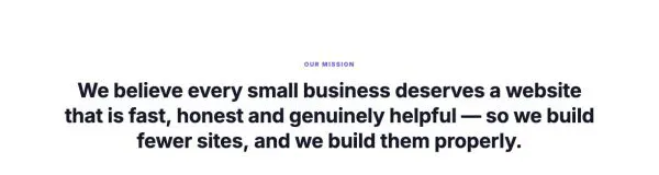 Content 01 section — Mission statement · reveals on scroll
