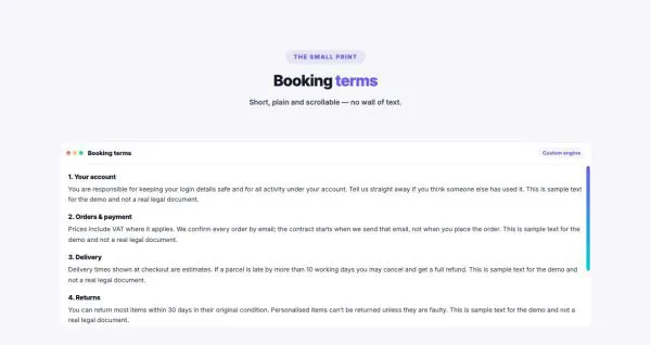 Content 07 section — Scrollable terms box