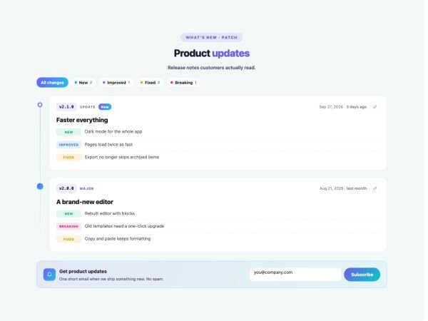 Content 16 section — Changelog · Patch