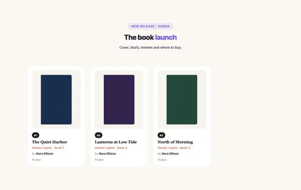 Content 23 section — Book Showcase · Cards
