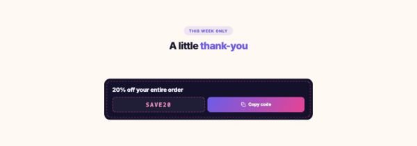 Call to Action 07 section — Coupon code