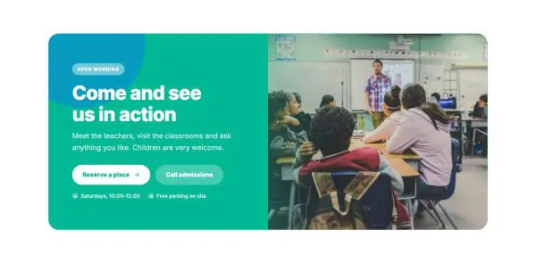 Call to Action 09 section — Open day invitation · photo