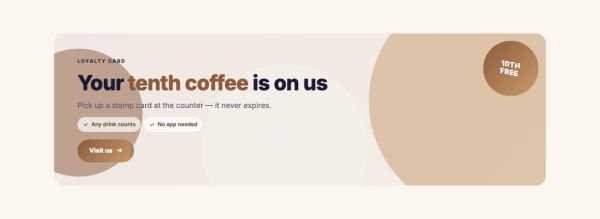 Call to Action 13 section — Loyalty card · café