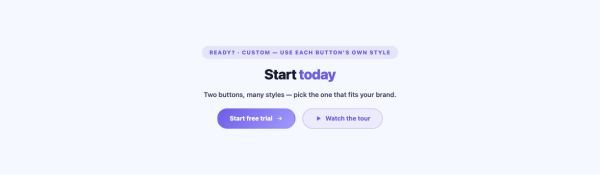 Call to Action 14 section — Dual Button · Custom — use each button's own style