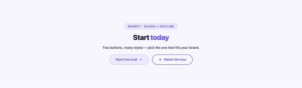 Call to Action 16 section — Dual Button · Glass + outline