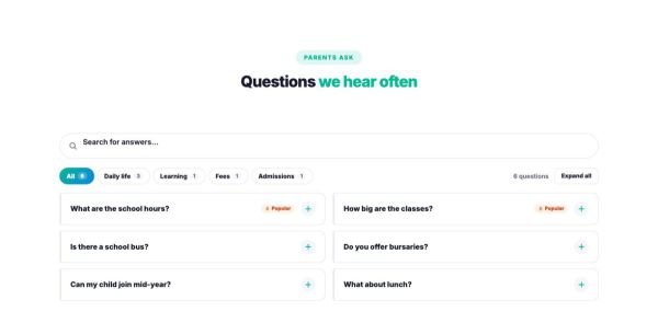 FAQ 05 section — School admissions FAQ