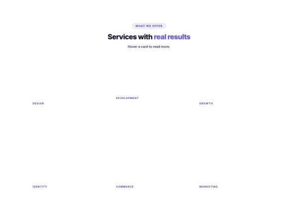 Features 06 section — Photo cards · text on hover