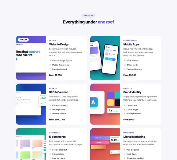 Features 07 section — Horizontal cards · 2 columns