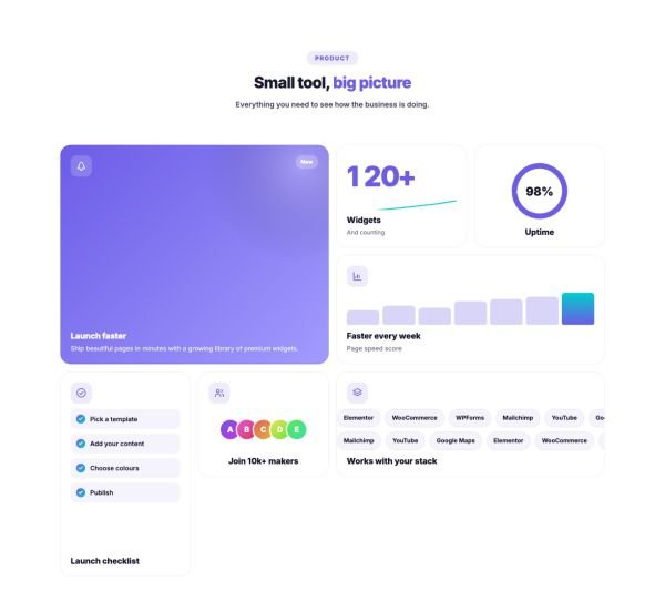 Features 08 section — Bento grid · light