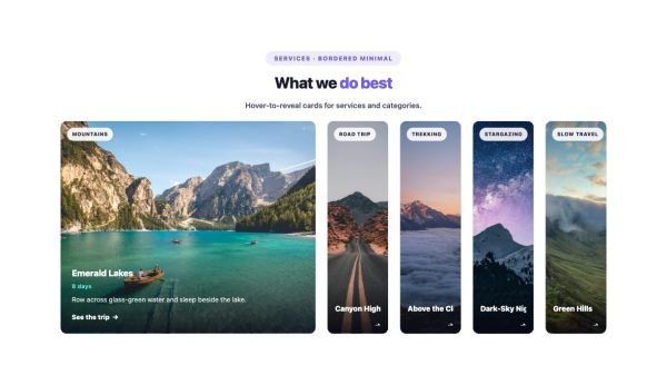 Features 34 section — Interactive Cards · Bordered Minimal