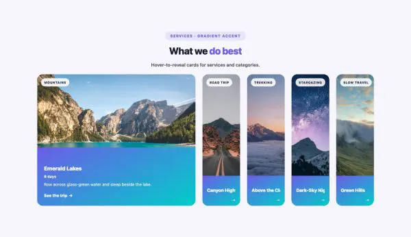Features 35 section — Interactive Cards · Gradient Accent