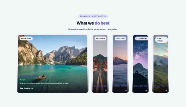 Features 39 section — Interactive Cards · Soft Pastel