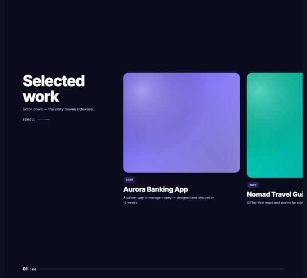 Features 45 section — Horizontal Scroll Showcase · Same as panel style