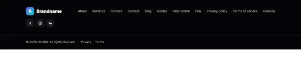 Footer 05 section — Minimal · one row