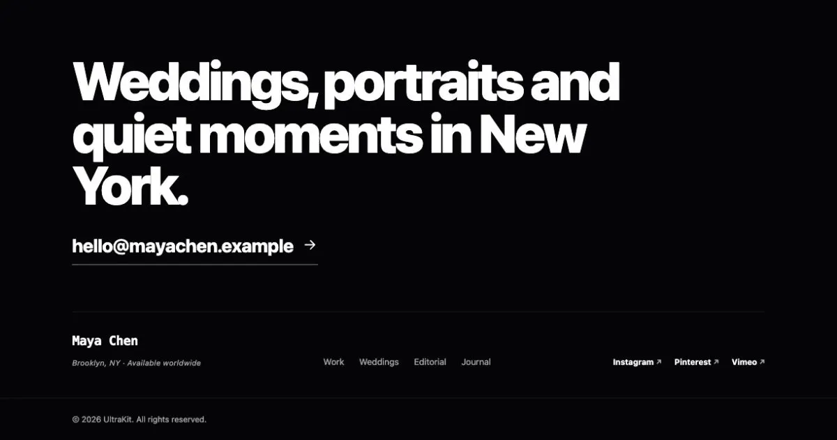 Photographer · dark statement + email
