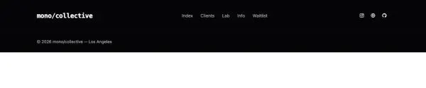 Footer 38 section — Collective · black monospace one row