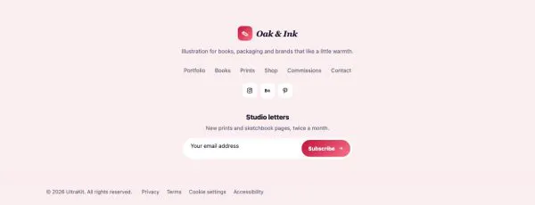 Footer 41 section — Illustrator · centered italic, soft