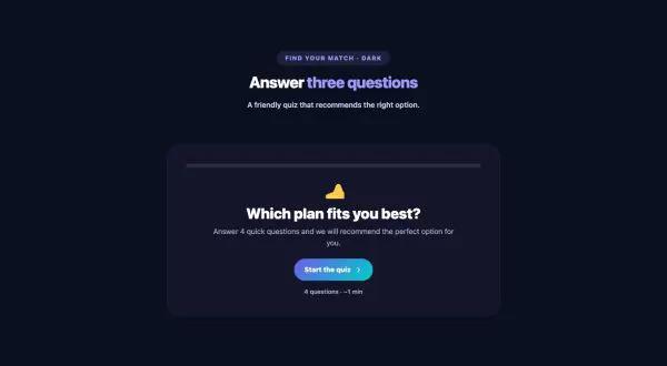 Forms 04 section — Multi-step Quiz · Dark