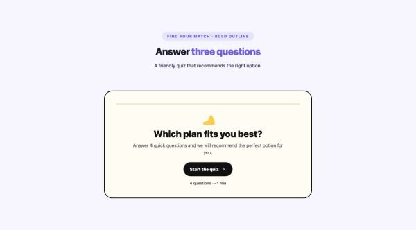 Forms 07 section — Multi-step Quiz · Bold outline