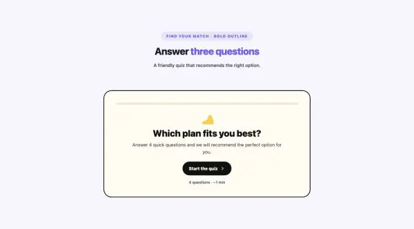 Forms 07 section — Multi-step Quiz · Bold outline