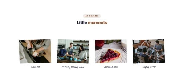 Gallery 09 section — Café moments · polaroids