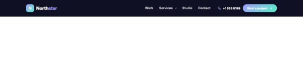 Header 08 section — Dark agency · phone and dot hover