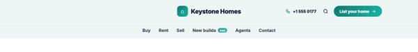 Header 13 section — Real estate · centered with search and phone