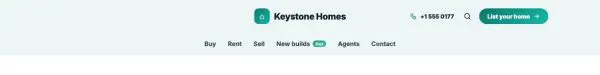 Header 13 section — Real estate · centered with search and phone