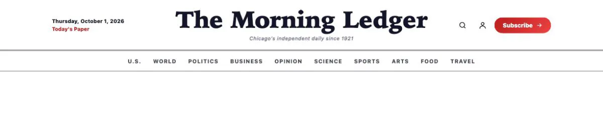 Newspaper · serif masthead between rules