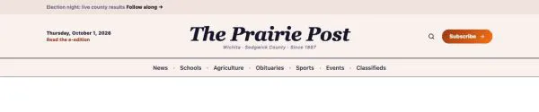 Header 24 section — Community paper · italic masthead + announcement